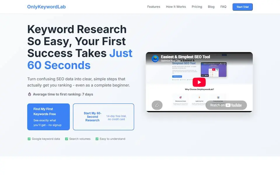 OnlyKeywordLab website homepage