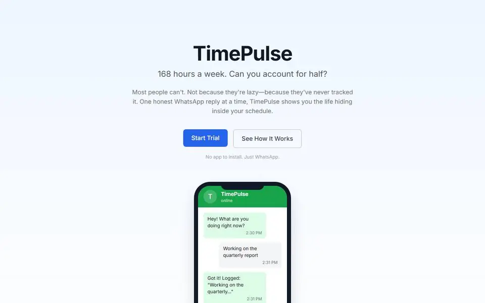 TimePulse website homepage